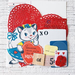 Vintage Valentine&#39;s Ephemera Pack- Vintage papier ephemera lot Paper pack, Valentijnskaarten, Valentijnsdecoratie, home decor, journaling, kitten