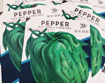 Vintage Seed Packets, Unused Bull nose or Large bell pepper, lone star seed co. Farm ephemera, pepper seed bag, vegetable, Texas