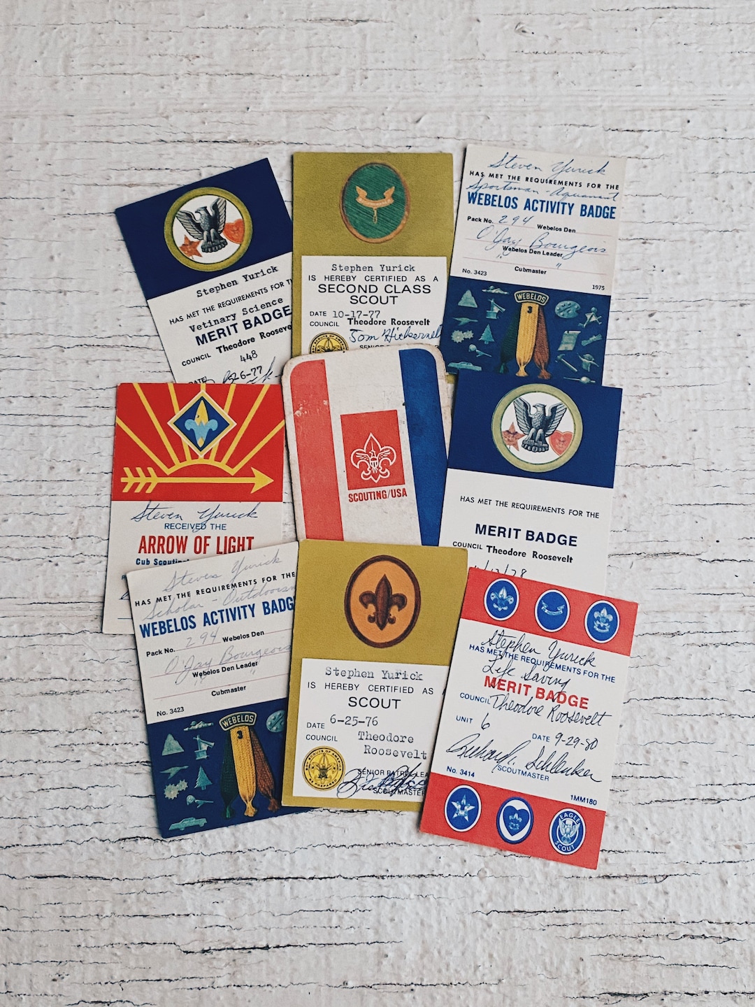 C Vintage Boy Scout Award Cards Merit Badge, Cub Scout Arrow Point ...