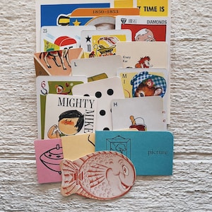 Vintage Spielkarten Lot (20) gemischte Spielkarten, alte Jungfer, Karteikarten, Vintage Kinder, Babykarten, Tiere Rommé, Buchstaben, Kinderspiele, Fischen