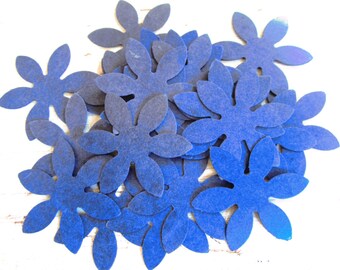 Fustelle di fiori di carta blu vintage (25) fiori di carta spessa patinata blu reale brillante, blu navy, cobalto P1