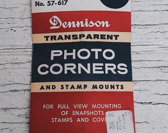 Angoli foto Dennison vintage - forniture per ufficio trasparenti, Dennison, rinforzo adesivo, etichette Dennison Vintage Dennison CR4