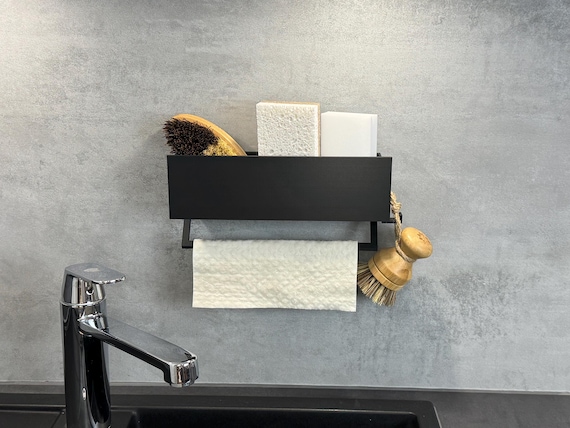 Küchen Spülbecken Organizer – Halter für Schwämme, Lappen & Spülzubehör – Abtropfkorb, Küchenhelfer, Spülablage - Geschirrtuchhalter Spüle