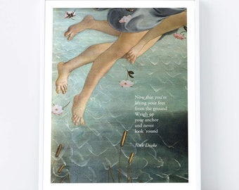 Nick Drake: Lifting your feet (with Botticelli painting), Wall Art, Renaissance Art, Nick Drake poster, Lyrics, Printable, Instant download