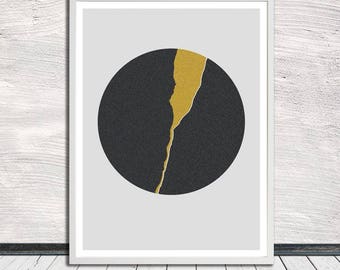 Kintsugi-inspired minimalistic poster, Japanese aesthetics, Mid-century Poster, Wall Art, Printable File, Instant Digital Download