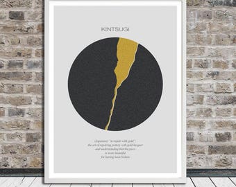 Kintsugi, Kintsukuroi definition, Minimalistic poster, Japanese aesthetics, Wall Art, Word Art, Printable Art, Instant Digital Download