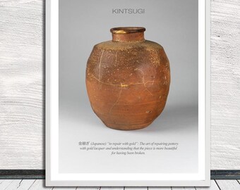 Kintsugi printable wall art, Kintsukuroi, gold repair, Kintsugi jar print, Japanese aesthetics, Printable Art, Instant Digital Download