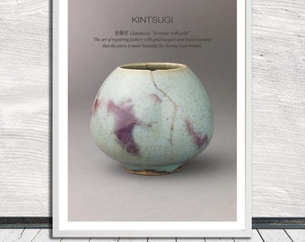 Kintsugi print, Kintsukuroi, gold repair, old kintsugi pottery print, Japanese aesthetics, Wall Art, Printable Art, Instant Digital Download