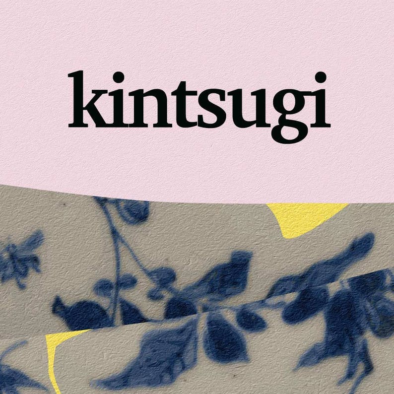 Kintsugi ceramics on light pink, Kintsukuroi, Japanese aesthetics, Poster, Healing, Words, Printable Art, Instant Digital Download imagen 3