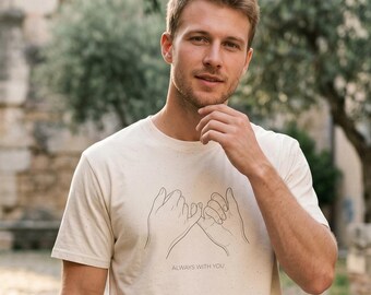 T-shirt Always With You promesse petit doigt mains tressées cadeau couple valentin minimaliste