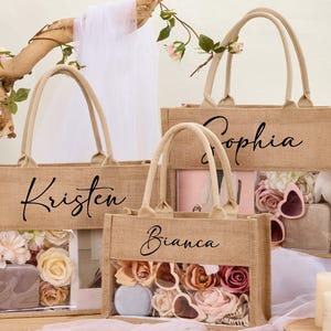Personalized Bridesmaid Gift Bag Custom Burlap Bag Beach Tote Bag Jute Beach Bag Bachelorette Party Bridesmaid Proposal Bridal Party Gift