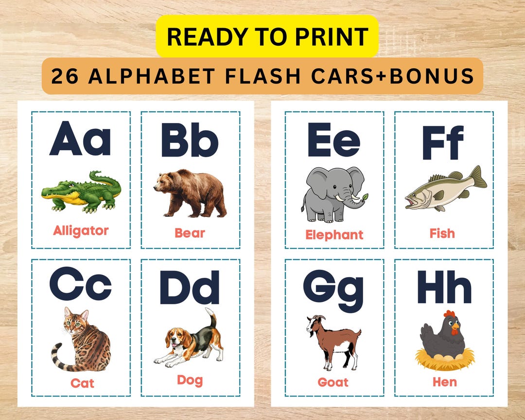 ABC Animal Flashcards for Kids | 2 in 1 Alphabet Flashcards + Letter ...