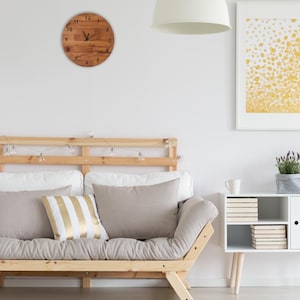 Handmade Hornbeam Wood Wall Clock: Modern Rustic Home Decor, 16.5 inch