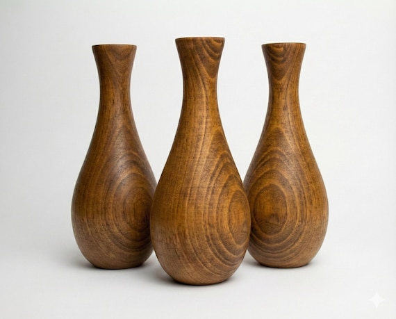 Minimalist Turned Hornbeam Wood Vase for Dried Flower Decor