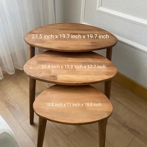 Solid Beech Wood Nesting Tables - Mid-Century Modern Set of 3
