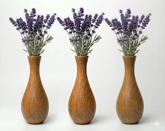 Jarrón de madera torneada de estilo rústico moderno para arreglos florales secos