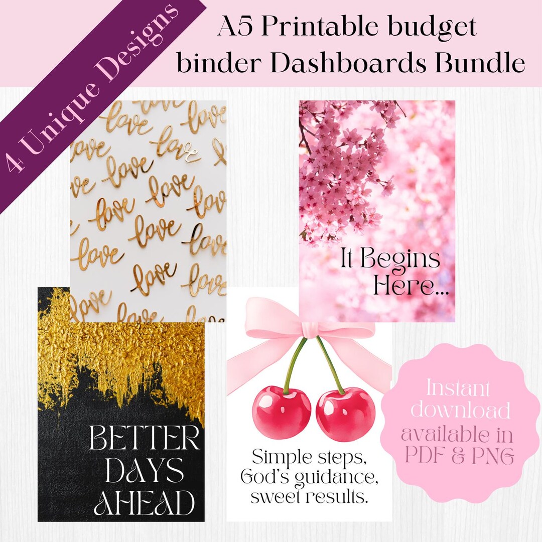 A5 Budget Binder Dashboards | Planner Covers (PDF, PNG) - Etsy