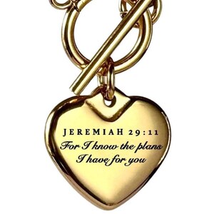 Gioielli con Geremia 29:11 / Fidati del piano di Dio / Elegante regalo personalizzato / Regalo di gioielli con incisione personalizzata e biglietto con messaggio / Versetto della Bibbia