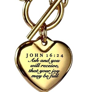 John 16:24 Jewelry | Joyful Requests | Elegant Personalized Gift | Custom Engraved Jewelry Gift with Message Card | Bible Verse