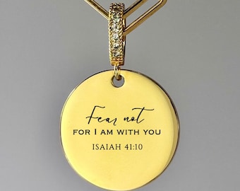 Isaiah 41:10 Fear Not Personalized Bible Verse Necklace with Custom Name on the Greeting Card | Meaningful & Elegant Jewelry Gift