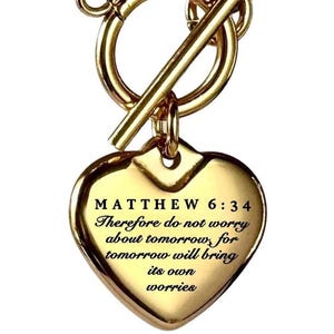 Matthew 6:34 Jewelry | Today's Grace | Elegant Personalized Gift | Custom Engraved Jewelry Gift with Message Card | Bible Verse