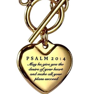 Psalm 20:4 Jewelry | Heart's Desire | Elegant Personalized Gift | Custom Engraved Jewelry Gift with Message Card | Bible Verse
