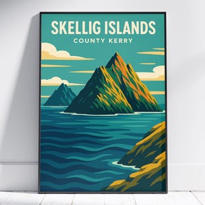 Skellig Islands Print | Irish Coastal Wall Art | Wild Atlantic Way Poster | Celtic Landscavpe Decor | Ireland Nature Gift