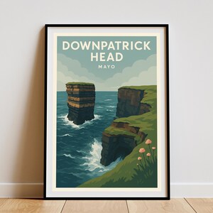 Downpatrick Head Poster - County Mayo Ireland Print - Wild Atlantic Way Wall Art for Tourists