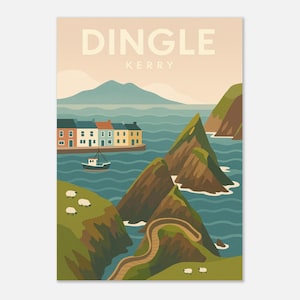 Dingle Ireland Poster - County Kerry Travel Print - Irish Landscape Wall Art - Wild Atlantic Way Decor