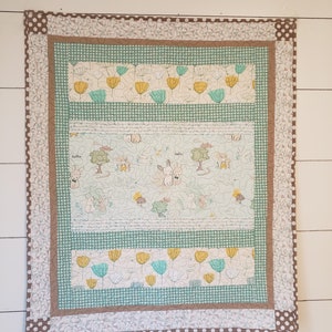Neutral Bunny Baby Homemade Quilt