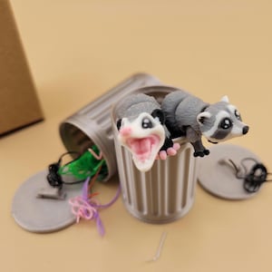 Racoon and Opossum buddy bundle trash can set