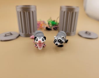 Racoon and Opossum buddy bundle trash can set