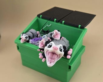 Mama Opossum and 3 Babies in their Dumpster