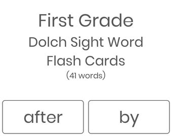 Printable First Grade Dolch Sight Words Flash Cards, 41 words - INSTANT DOWNLOAD