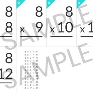 Printable Multiplication Flash Cards, Complete Set INSTANT DOWNLOAD image 2