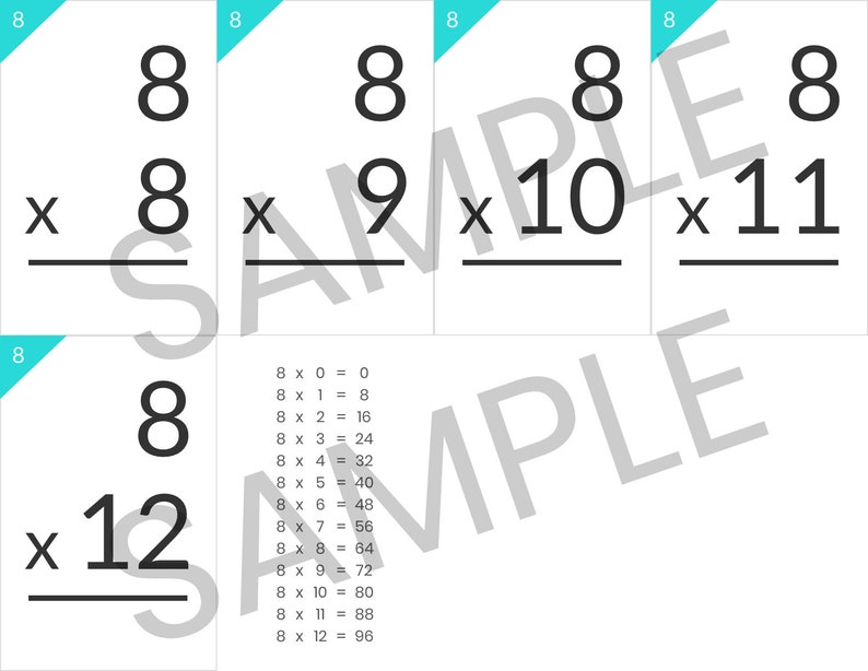 Printable Multiplication Flash Cards, Complete Set INSTANT DOWNLOAD image 2