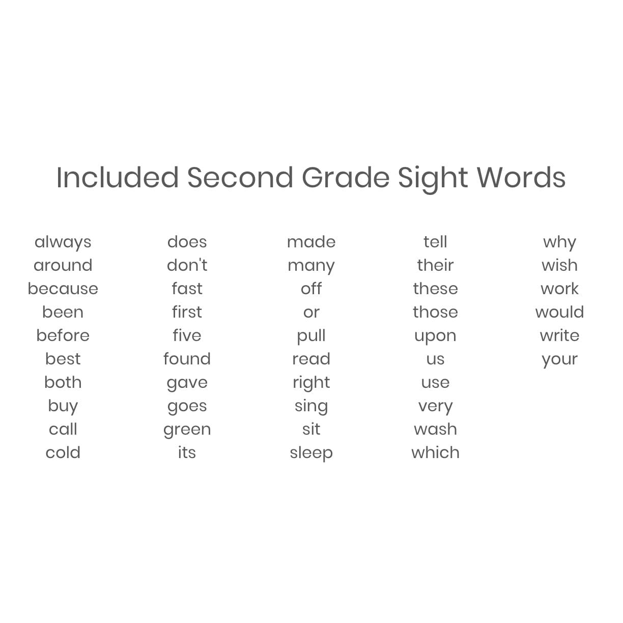 Printable Second Grade Dolch Sight Words Flash Cards, 46 Words ...