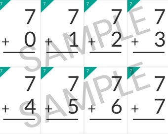 Printable Addition Flash Cards, Complete Set - INSTANT DOWNLOAD