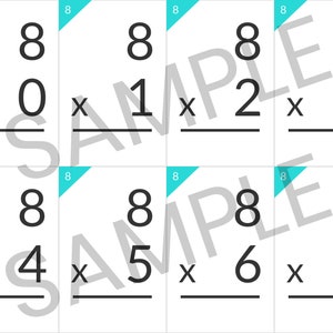 Afdrukbare vermenigvuldigingskaarten, complete set - INSTANT DOWNLOAD