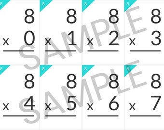 Printable Multiplication Flash Cards, Complete Set - INSTANT DOWNLOAD