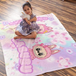 Chillbubu Labubu Blanket, Kids Blanket, Cute Throw Blanket, Snuggly Soft Blanket