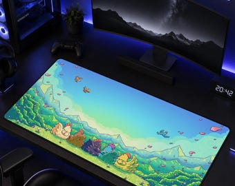 Stardew Valley Gaming Mouse Pad, Pelican Town Farm Desk Mat, Junimo Cozy Pixel Art Gamer Desk Mat
