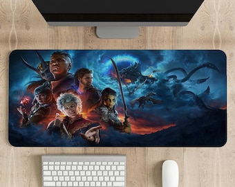 Baldur's Gate Gaming Mouse Pad: Vibrant Stitched Edge Desk Mat