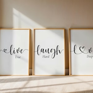 Live Laugh Love Print Set: Minimalist Trio, Home Decor (Digital Download)