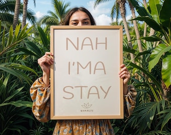Impresión con frase divertida de yoga: Arte mural minimalista de Namaste (descarga digital)