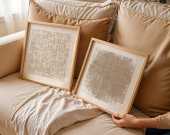 Woven Textured Wall Art Set: Neutral Abstract Prints, Boho Farmhouse (Digital Download)