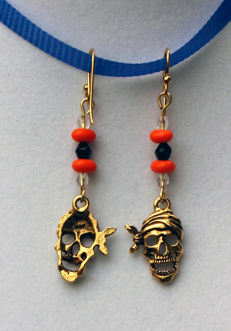 Halloween Earrings Pirate Skull Dangle Earrings Drop Kids & Etsy