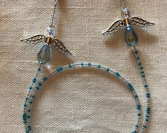 Glasses or Mask Holder, Angel Lanyard, Beaded Strap, Glass Seed Bead Accessory, Adult or Child sizes, Glasses Strap, Christmas Gift, MS-001