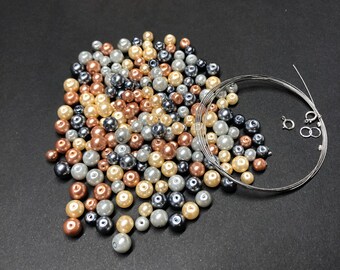 DIY Necklace & Bracelet Kit, Glass Pearl Necklace Kit, Make Your Own, Easy DIY Necklace and Anklet Kit, DIY Craft, Beaded Necklace Kit-003