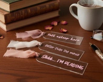 Custom Pink Bookmark with Bookish Quotes